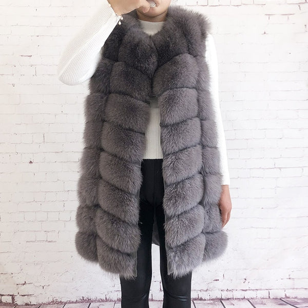 Natural Fox Fur Coat 100% Real Fox Fur Vest Jacket 2018 Women's pretty Warm Coat. Natural Real Fur Coat Jacket Real Fur Coats