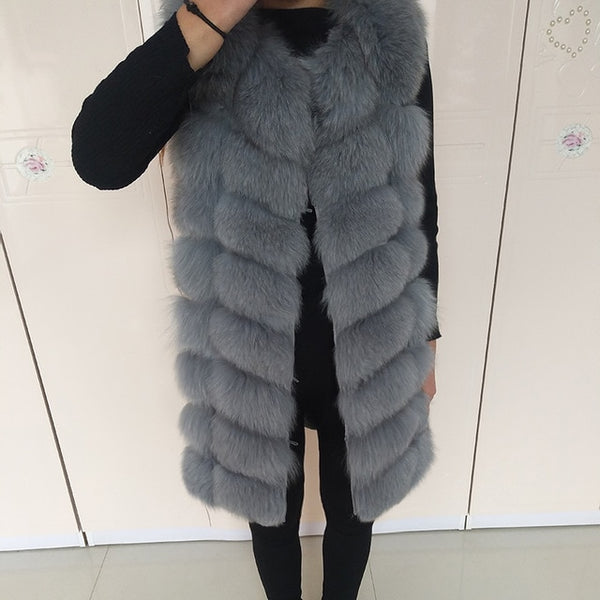 Natural Real Fox Fur Vest Natural Fur Coat For Jacket female coats Vest Waistcoat  long Fur Coats Real Fur Coat Fox Vest Jacket