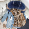 OFTBUY 2019 Winter Jacket Women Real Fur Coat Parka Real raccoon collar Rex Rabbit liner striped bomber Denim jacket Streetwear