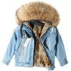 OFTBUY 2019 Winter Jacket Women Real Fur Coat Parka Real raccoon collar Rex Rabbit liner striped bomber Denim jacket Streetwear