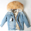 OFTBUY 2019 Winter Jacket Women Real Fur Coat Parka Real raccoon collar Rex Rabbit liner striped bomber Denim jacket Streetwear