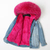 OFTBUY 2019 Winter Jacket Women Real Fur Coat Parka Real raccoon collar Rex Rabbit liner striped bomber Denim jacket Streetwear