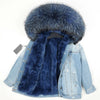 OFTBUY 2019 Winter Jacket Women Real Fur Coat Parka Real raccoon collar Rex Rabbit liner striped bomber Denim jacket Streetwear