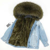 OFTBUY 2019 Winter Jacket Women Real Fur Coat Parka Real raccoon collar Rex Rabbit liner striped bomber Denim jacket Streetwear