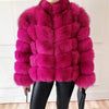 100% true fur coat Women's warm and stylish natural fox fur jacket vest Stand collar long sleeve leather coat Natural fur coats