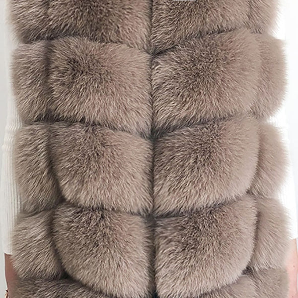100% true fur coat Women's warm and stylish natural fox fur jacket vest Stand collar long sleeve leather coat Natural fur coats