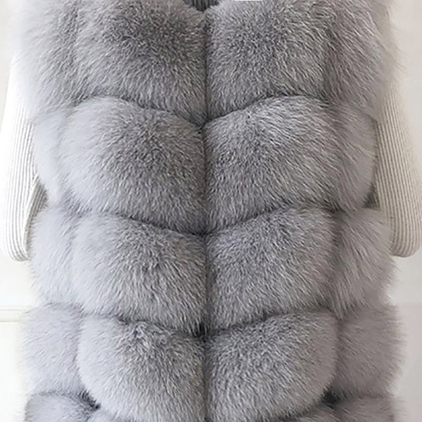 100% true fur coat Women's warm and stylish natural fox fur jacket vest Stand collar long sleeve leather coat Natural fur coats