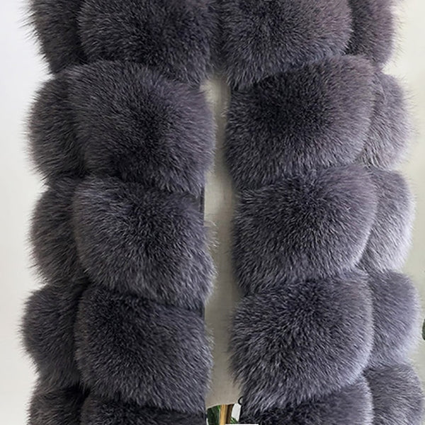 100% true fur coat Women's warm and stylish natural fox fur jacket vest Stand collar long sleeve leather coat Natural fur coats