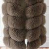 100% true fur coat Women's warm and stylish natural fox fur jacket vest Stand collar long sleeve leather coat Natural fur coats