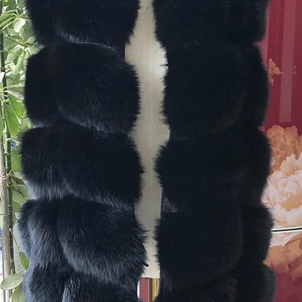 100% true fur coat Women's warm and stylish natural fox fur jacket vest Stand collar long sleeve leather coat Natural fur coats