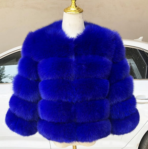 2019 new style real fur coat 100% natural fur jacket female winter warm leather fox fur coat high quality fur vest Free shipping