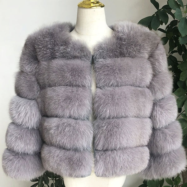 2019 new style real fur coat 100% natural fur jacket female winter warm leather fox fur coat high quality fur vest Free shipping