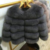 FURSARCAR 2019 Fashion Dark Gray Coat Short Real Fur Coat Women Natural Fox Fur Coats Winter Nine Quarter Sleeves Warm Clothing