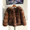 FURSARCAR 2019 Fashion Dark Gray Coat Short Real Fur Coat Women Natural Fox Fur Coats Winter Nine Quarter Sleeves Warm Clothing