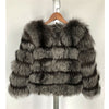 FURSARCAR 2019 Fashion Dark Gray Coat Short Real Fur Coat Women Natural Fox Fur Coats Winter Nine Quarter Sleeves Warm Clothing