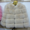 FURSARCAR 2019 Fashion Dark Gray Coat Short Real Fur Coat Women Natural Fox Fur Coats Winter Nine Quarter Sleeves Warm Clothing