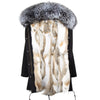 Fashion women's rabbit fur lining hooded long  coat parkas outwear army green Large raccoon fur collar winter jacket DHL