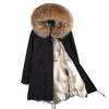 Fashion women's rabbit fur lining hooded long  coat parkas outwear army green Large raccoon fur collar winter jacket DHL