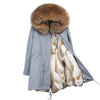 Fashion women's rabbit fur lining hooded long  coat parkas outwear army green Large raccoon fur collar winter jacket DHL