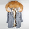 Fashion women's rabbit fur lining hooded long  coat parkas outwear army green Large raccoon fur collar winter jacket DHL