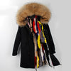 Fashion women's rabbit fur lining hooded long  coat parkas outwear army green Large raccoon fur collar winter jacket DHL