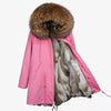 Fashion women's rabbit fur lining hooded long  coat parkas outwear army green Large raccoon fur collar winter jacket DHL