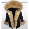 Fashion women's rabbit fur lining hooded long  coat parkas outwear army green Large raccoon fur collar winter jacket DHL