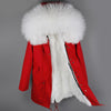 Fashion women's rabbit fur lining hooded long  coat parkas outwear army green Large raccoon fur collar winter jacket DHL
