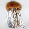 Fashion women's rabbit fur lining hooded long  coat parkas outwear army green Large raccoon fur collar winter jacket DHL