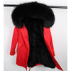 Fashion women's rabbit fur lining hooded long  coat parkas outwear army green Large raccoon fur collar winter jacket DHL