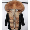 Fashion women's rabbit fur lining hooded long  coat parkas outwear army green Large raccoon fur collar winter jacket DHL