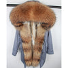 Fashion women's rabbit fur lining hooded long  coat parkas outwear army green Large raccoon fur collar winter jacket DHL