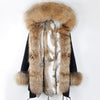 Fashion women's rabbit fur lining hooded long  coat parkas outwear army green Large raccoon fur collar winter jacket DHL