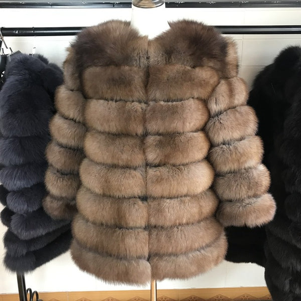 70CM Women Fur Coat Fox Real Natural Winter Genuine Natural Women Fox Fur Coat With Fur Vest Girl Coat Womens Vests Fox Coat DHL
