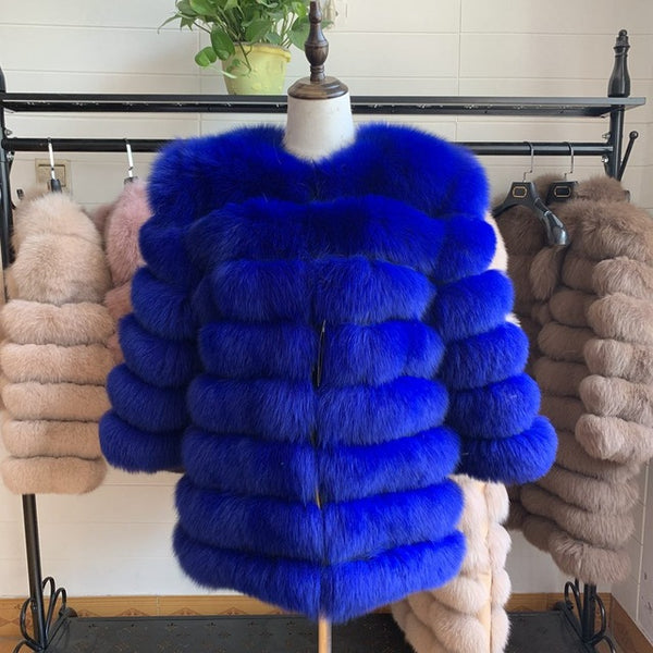 70CM Women Fur Coat Fox Real Natural Winter Genuine Natural Women Fox Fur Coat With Fur Vest Girl Coat Womens Vests Fox Coat DHL
