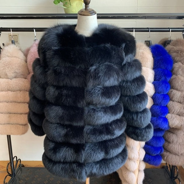 70CM Women Fur Coat Fox Real Natural Winter Genuine Natural Women Fox Fur Coat With Fur Vest Girl Coat Womens Vests Fox Coat DHL