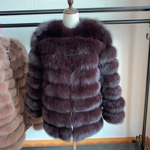 70CM Women Fur Coat Fox Real Natural Winter Genuine Natural Women Fox Fur Coat With Fur Vest Girl Coat Womens Vests Fox Coat DHL