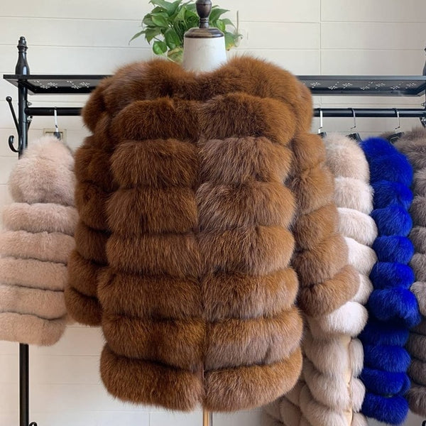 70CM Women Fur Coat Fox Real Natural Winter Genuine Natural Women Fox Fur Coat With Fur Vest Girl Coat Womens Vests Fox Coat DHL