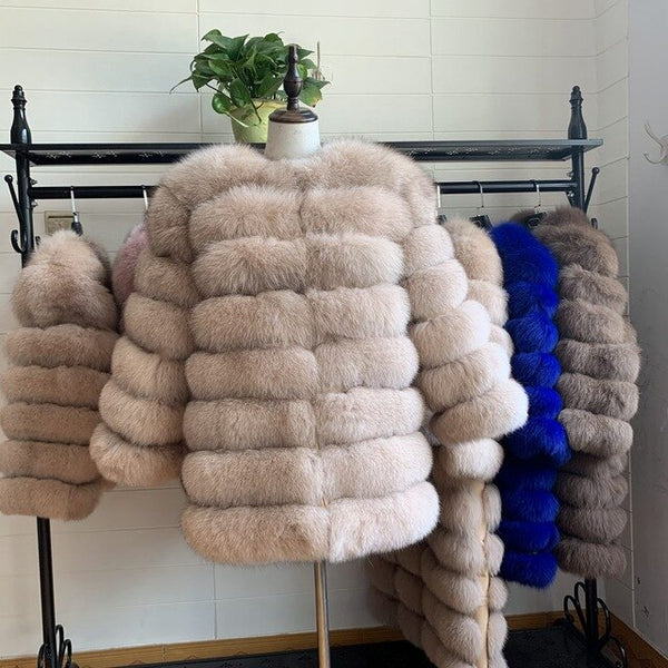 70CM Women Fur Coat Fox Real Natural Winter Genuine Natural Women Fox Fur Coat With Fur Vest Girl Coat Womens Vests Fox Coat DHL