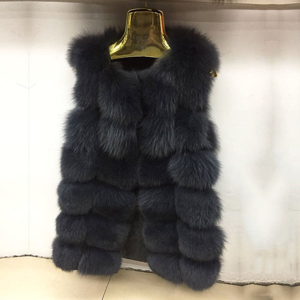 2019ladies new red fox fur vest natural fox fur real fox fur vest casual fashion warm autumn and winter European street style