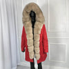 girl parka real fur parka with fox fur big large fox fur collar liner rabbit fur Detachable natural fur coat Female Fox Parkas