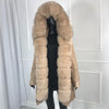 girl parka real fur parka with fox fur big large fox fur collar liner rabbit fur Detachable natural fur coat Female Fox Parkas