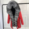 girl parka real fur parka with fox fur big large fox fur collar liner rabbit fur Detachable natural fur coat Female Fox Parkas