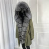girl parka real fur parka with fox fur big large fox fur collar liner rabbit fur Detachable natural fur coat Female Fox Parkas