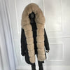 girl parka real fur parka with fox fur big large fox fur collar liner rabbit fur Detachable natural fur coat Female Fox Parkas