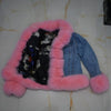2019Women's New Natural Fox Fur Denim Jacket, Parker Clothing Rabbit Fur Lining Real Fox Fur Denim Jacket Warm Fashion Casual E