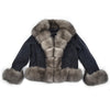 2019Women's New Natural Fox Fur Denim Jacket, Parker Clothing Rabbit Fur Lining Real Fox Fur Denim Jacket Warm Fashion Casual E