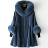 AYUNSUE 2019 Real Fur Coat Women Fox Fur Collar Long Winter Jacket Korean Clothes Wool Fur Coats and Jackets CHQ19-1901-C KJ2514
