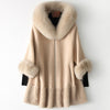 AYUNSUE 2019 Real Fur Coat Women Fox Fur Collar Long Winter Jacket Korean Clothes Wool Fur Coats and Jackets CHQ19-1901-C KJ2514