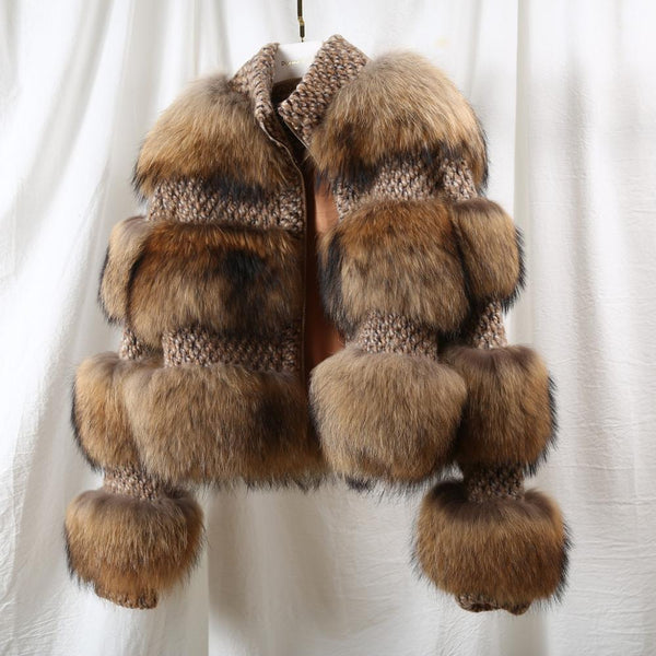 2019 winter jacket women parka real fur coat natural raccoon fur collar woolen coat bomber jacket korean streetwear new